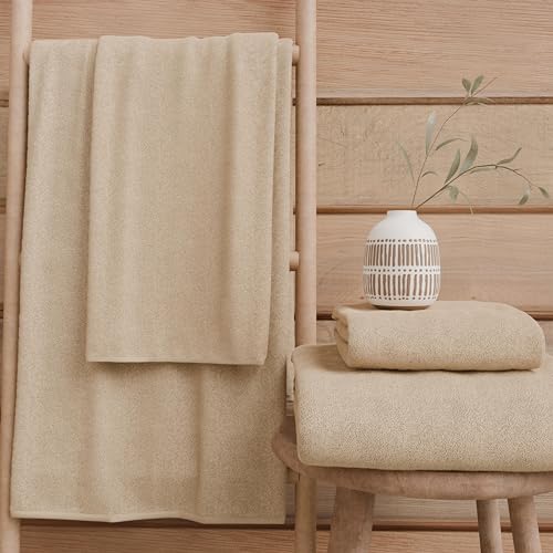 PETTI Artigiani Italiani - Badetücher aus 100% Baumwoll-Frottee, Handtuch-Set 1 + 1, 2 Stück, 1 Gesichtshandtuch und 1 Handtuch, beige Handtücher von PETTI Artigiani Italiani