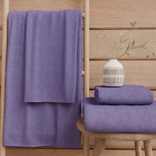 PETTI Artigiani Italiani - Badetücher aus 100% Baumwoll-Frottee, Handtuch-Set 2 + 2, 4 Stück 2 Gesichtstücher und 2 Handtücher, Violette Handtücher von PETTI Artigiani Italiani