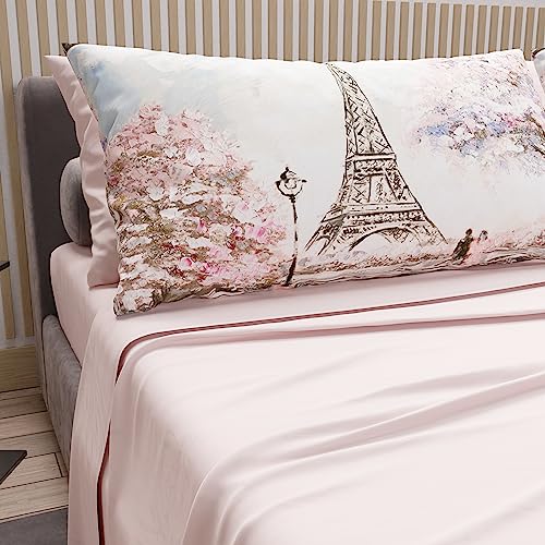 PETTI Artigiani Italiani Baumwoll-Bettwäsche mit Kissenbezügen in Digitaldruck, Doppelbett-Bettwäsche-Set, Rosa, 100% Made in Italy von PETTI Artigiani Italiani