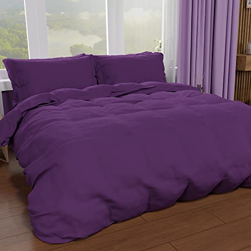 PETTI Artigiani Italiani - Bettbezug für Doppelbett, Bettbezug und Kissenbezüge aus Mikrofaser, einfarbig, Violett, 100% Made in Italy von PETTI Artigiani Italiani