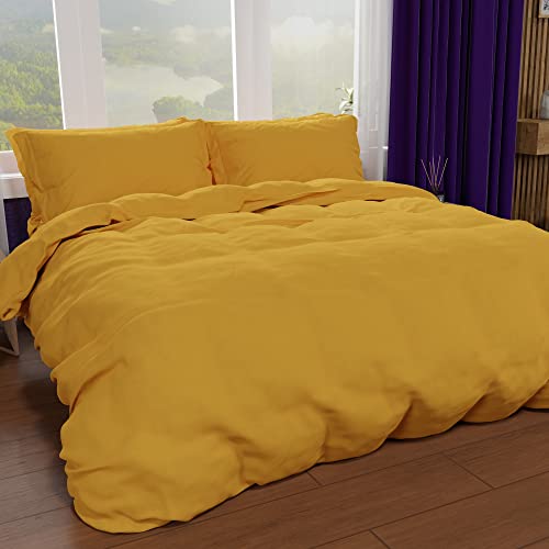 PETTI Artigiani Italiani - Bettbezug für Doppelbett, Bettbezug und Kissenbezüge aus Mikrofaser, einfarbig gelb, 100% Made in Italy von PETTI Artigiani Italiani