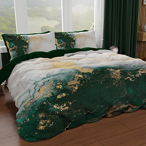 PETTI Artigiani Italiani - Bettbezug für Einzelbett, 160 x 200 cm, Bettbezug aus Mikrofaser mit Digitaldruck + 1 Kissenbezug 50 x 80 cm - Made in Italy - Marmor Smaragd von PETTI Artigiani Italiani