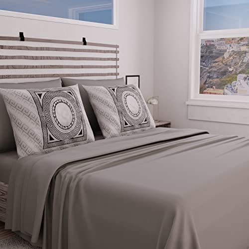 PETTI Artigiani Italiani - Bettwäsche-Set für Doppelbett, Bettwäsche Azteken-Silber, Druck nur auf Kissenbezügen, 100% Made in Italy von PETTI Artigiani Italiani