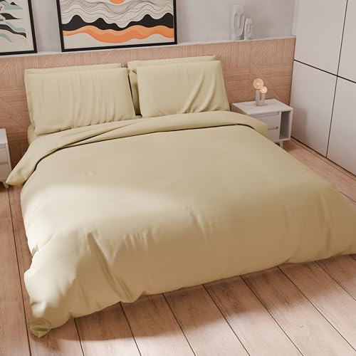 PETTI Artigiani Italiani - Bettwäsche-Set für Doppelbett Maxi 260 x 220 cm (2 Kissenbezüge 75 x 50 cm inklusive), Bettwäscheset, weiche Mikrofaser, einfarbig, Taupe von PETTI Artigiani Italiani