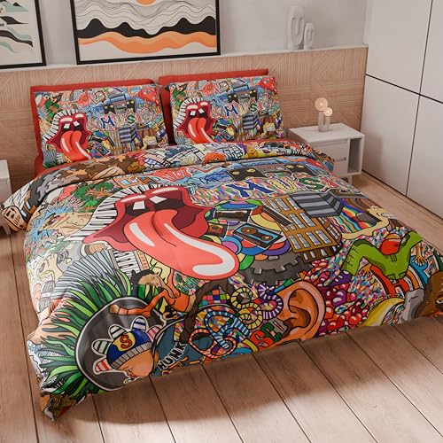 PETTI Artigiani Italiani - Bettwäsche-Set für Einzelbett, 200 x 135 cm (1 Kissenbezug 80 x 80 cm inklusive), Bettbezug aus Mikrofaser mit Digitaldruck von Wandbildern - Made in Italy von PETTI Artigiani Italiani