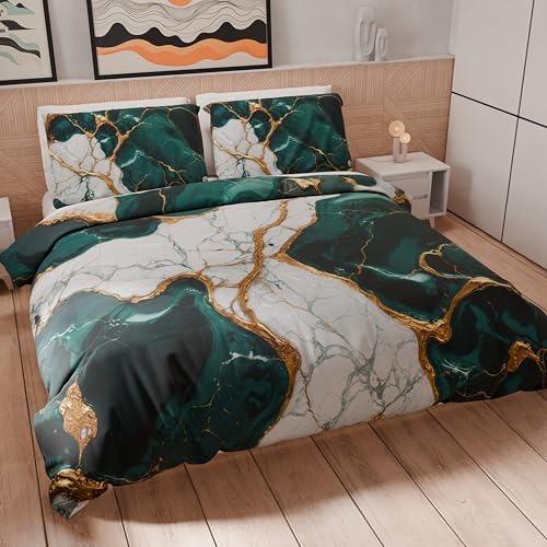 PETTI Artigiani Italiani - Bettwäsche-Set für Einzelbett, 200 x 135 cm (1 Kissenbezug 80 x 80 cm inklusive), Bettwäsche-Set aus Mikrofaser mit Digitaldruck in Marmoroptik, hergestellt in Italien von PETTI Artigiani Italiani