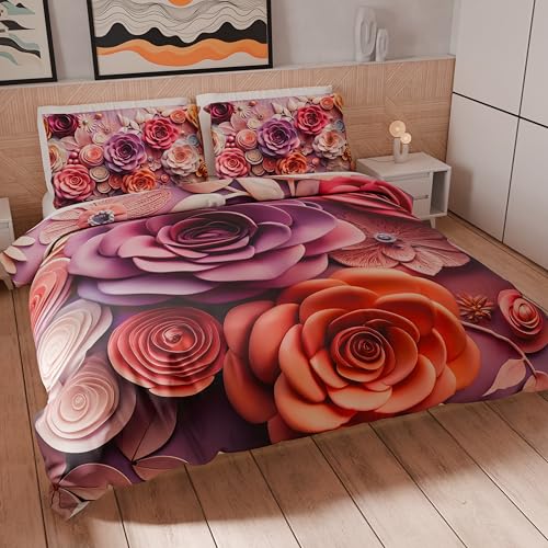 PETTI Artigiani Italiani - Bettwäsche-Set für Einzelbett 135 x 200 cm (1 Kissenbezug 75 x 50 cm im Lieferumfang enthalten), Bettwäsche-Set aus Mikrofaser mit Digitaldruck mit Blumenmuster 05 17 - Made von PETTI Artigiani Italiani