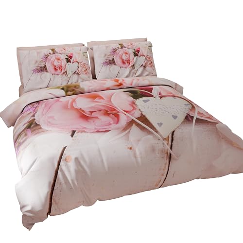 PETTI Artigiani Italiani - Bettwäsche-Set für Einzelbett 200 x 135 cm (1 Kissenbezug 75 x 50 cm inklusive), Bettwäsche-Set aus Mikrofaser mit Digitaldruck Country Chic - Made in Italy von PETTI Artigiani Italiani