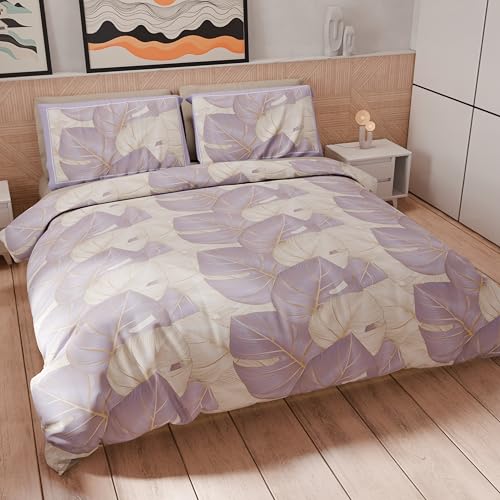 PETTI Artigiani Italiani - Bettwäsche-Set für Einzelbett 200 x 135 cm (1 Kissenbezug 75 x 50 cm inklusive), Bettwäsche-Set aus Mikrofaser mit Digitaldruck Tropical Lila O - Made in Italy von PETTI Artigiani Italiani