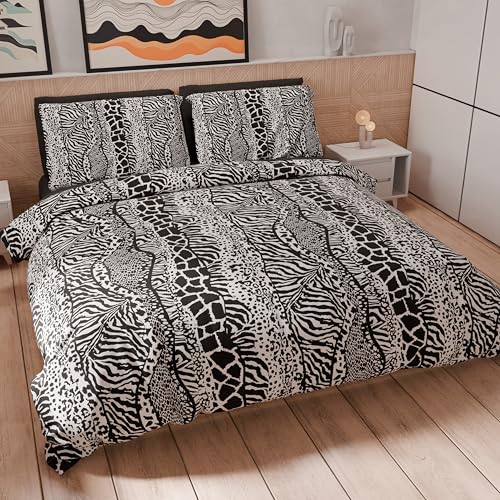 PETTI Artigiani Italiani - Bettwäsche-Set für Einzelbett 200 x 135 cm (1 Kissenbezug 80 x 80 cm inklusive), Bettwäsche-Set aus Mikrofaser mit Tier-Digitaldruck 05 - Made in Italy von PETTI Artigiani Italiani