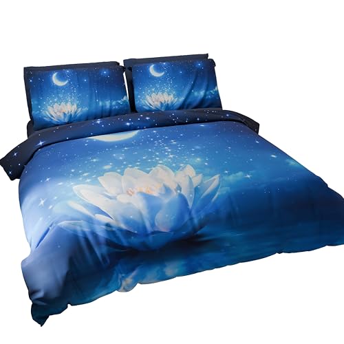 PETTI Artigiani Italiani - Bettwäsche-Set für Einzelbett 200 x 135 cm (1 Kissenbezug 80 x 80 cm inklusive), Mikrofaser-Bettbezug mit Digitaldruck Sternennacht - Made in Italy von PETTI Artigiani Italiani