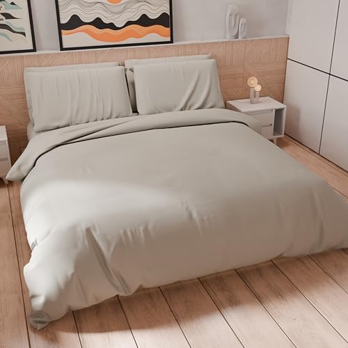 PETTI Artigiani Italiani - Bettwäsche-Set für Einzelbetten 200 x 135 cm (1 Kissenbezug 75 x 50 cm inklusive), Bettwäsche-Set aus weicher Mikrofaser, einfarbig, hellgrau von PETTI Artigiani Italiani