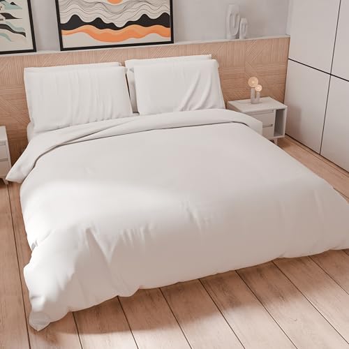PETTI Artigiani Italiani - Bettwäsche-Set für Einzelbetten 200 x 135 cm (1 Kissenbezug 75 x 50 cm inklusive), Bettwäsche-Set aus weicher Mikrofaser, einfarbig weiß von PETTI Artigiani Italiani