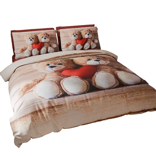 PETTI Artigiani Italiani - Bettwäsche-Set für Einzelbetten 200 x 135 cm (1 Kissenbezug 80 x 80 cm inklusive), Bettwäsche-Set aus Mikrofaser mit Digitaldruck Dolcezza - Made in Italy von PETTI Artigiani Italiani