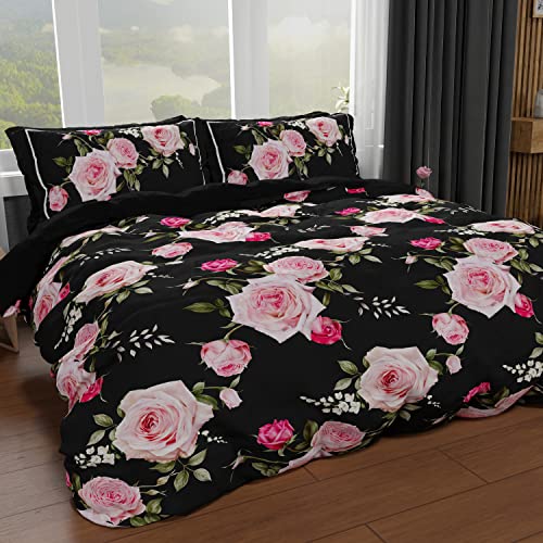 PETTI Artigiani Italiani - Bettwäsche-Set für französisches Bett 200 x 200 cm (1 Kissenbezug 50 x 80 cm inklusive), Bettwäsche-Set aus weicher Mikrofaser mit Digitaldruck - Made in Italy - Blumen 20 von PETTI Artigiani Italiani