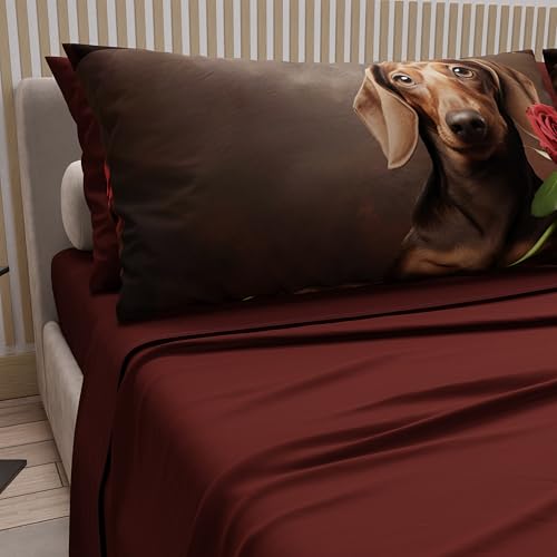 PETTI Artigiani Italiani - Bettwäsche Tiere mit Hunden aus Baumwolle mit Kissenbezügen im Digitaldruck, Bettwäsche für französisches Bett, französisches Bett, Bordeaux, 100% Made in Italy PETTI Artigiani Italiani - Bettwäsche Tiere mit Hunden aus Baumwolle mit Kissenbezügen im Digitaldruck, Bettwäsche für französisches Bett, französisches Bett, Bordeaux, 100% Made in Italy von PETTI Artigiani Italiani