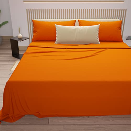 PETTI Artigiani Italiani - Bettwäsche aus Baumwolle, für französisches Bett, Orange, 100% Made in Italy von PETTI Artigiani Italiani