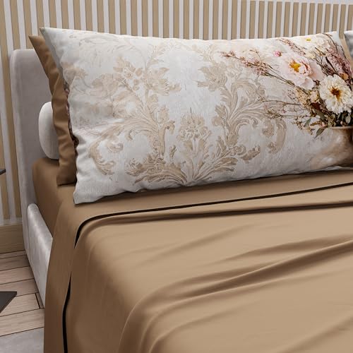 PETTI Artigiani Italiani - Bettwäsche aus Baumwolle mit Kissenbezügen mit Digitaldruck, Bettlaken für französisches Bett, Bettwäsche-Set Fantasia 341 Schlamm, 100% Made in Italy von PETTI Artigiani Italiani