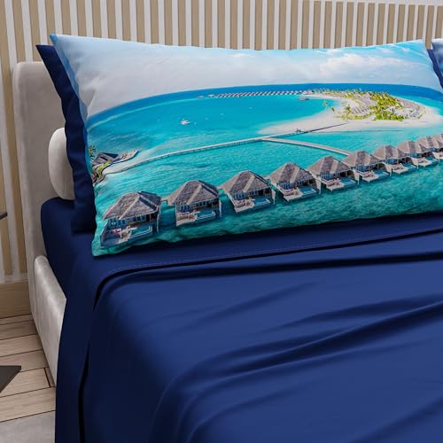 PETTI Artigiani Italiani - Bettwäsche aus Baumwolle mit Kissenbezügen mit Digitaldruck, Bettlaken für französisches Bett, Bettwäsche-Set Maledivenmuster, Elektroblau, 100% Made in Italy PETTI Artigiani Italiani - Bettwäsche aus Baumwolle mit Kissenbezügen mit Digitaldruck, Bettlaken für französisches Bett, Bettwäsche-Set Maledivenmuster, Elektroblau, 100% Made in Italy von PETTI Artigiani Italiani
