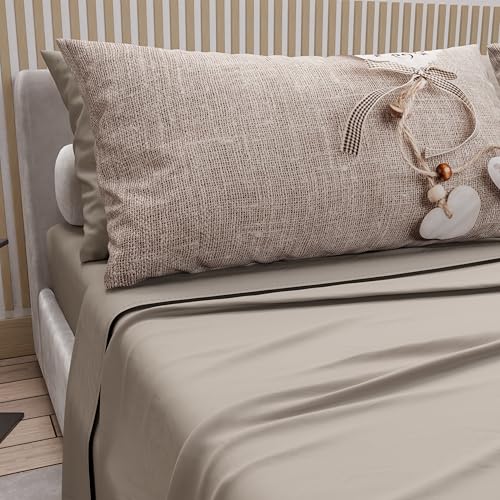 PETTI Artigiani Italiani - Bettwäsche aus Baumwolle mit Kissenbezügen mit Digitaldruck, Bettlaken für französisches Bett, Bettwäsche-Set Muster 331 Schlamm, 100% Made in Italy von PETTI Artigiani Italiani