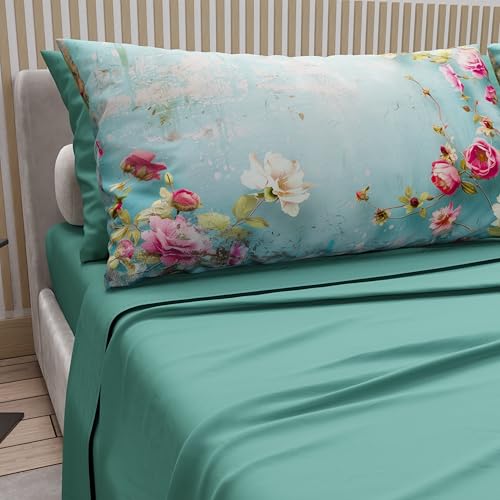 PETTI Artigiani Italiani - Bettwäsche aus Baumwolle mit Kissenbezügen mit Digitaldruck, Bettlaken für französisches Bett, Bettwäsche-Set Muster 345 Petrol, 100% Made in Italy PETTI Artigiani Italiani - Bettwäsche aus Baumwolle mit Kissenbezügen mit Digitaldruck, Bettlaken für französisches Bett, Bettwäsche-Set Muster 345 Petrol, 100% Made in Italy von PETTI Artigiani Italiani