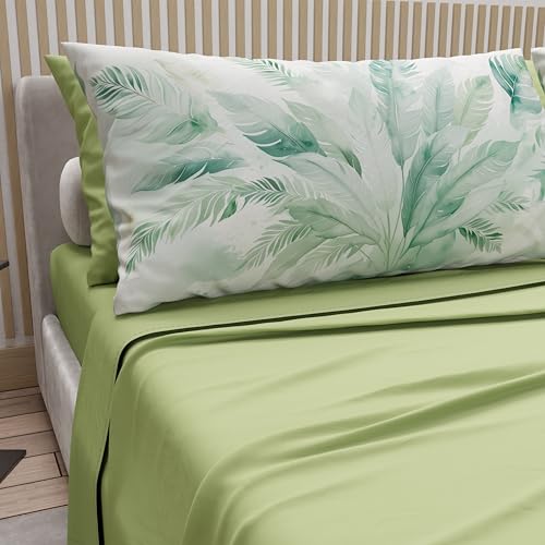 PETTI Artigiani Italiani - Bettwäsche aus Baumwolle mit Kissenbezügen mit Digitaldruck, Bettlaken für französisches Bett, Bettwäsche-Set Palme Salbei, 100% Made in Italy PETTI Artigiani Italiani - Bettwäsche aus Baumwolle mit Kissenbezügen mit Digitaldruck, Bettlaken für französisches Bett, Bettwäsche-Set Palme Salbei, 100% Made in Italy von PETTI Artigiani Italiani