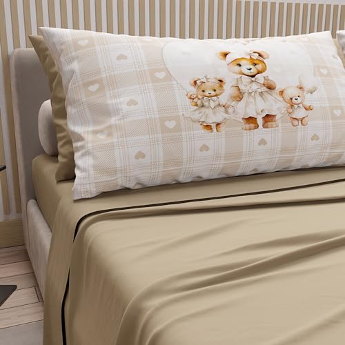 PETTI Artigiani Italiani - Bettwäsche aus Baumwolle mit Kissenbezügen mit Digitaldruck, Bettwäsche für Doppelbett, Teddy Love Taupe, 100% Made in Italy PETTI Artigiani Italiani - Bettwäsche aus Baumwolle mit Kissenbezügen mit Digitaldruck, Bettwäsche für Doppelbett, Teddy Love Taupe, 100% Made in Italy von PETTI Artigiani Italiani