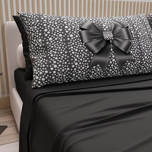 PETTI Artigiani Italiani - Bettwäsche aus Baumwolle mit Kissenbezügen mit Digitaldruck, Bettwäsche für Doppelbett, schwarz, 100% Made in Italy von PETTI Artigiani Italiani