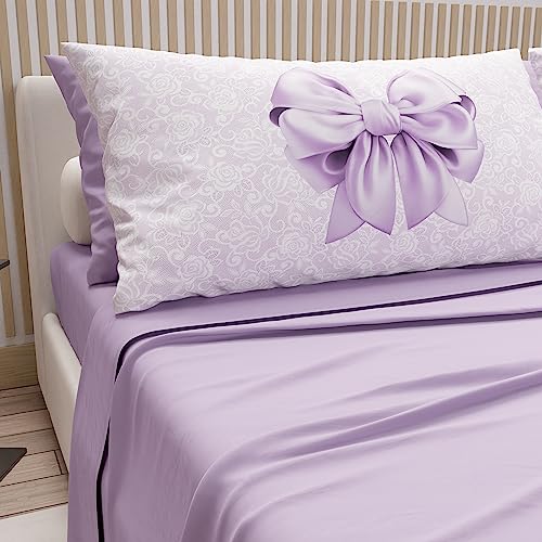 PETTI Artigiani Italiani - Bettwäsche aus Baumwolle mit Kissenbezügen mit Digitaldruck, für französisches Bett, komplettes Ober- und Unterlaken mit Ecken, Lila, 100% Made in Italy PETTI Artigiani Italiani - Bettwäsche aus Baumwolle mit Kissenbezügen mit Digitaldruck, für französisches Bett, komplettes Ober- und Unterlaken mit Ecken, Lila, 100% Made in Italy von PETTI Artigiani Italiani