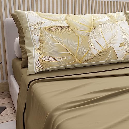 PETTI Artigiani Italiani - Bettwäsche aus Baumwolle mit Kissenbezügen mit Digitaldruck, Bettwäsche für französisches Bett, Schlamm, 100% Made in Italy PETTI Artigiani Italiani - Bettwäsche aus Baumwolle mit Kissenbezügen mit Digitaldruck, Bettwäsche für französisches Bett, Schlamm, 100% Made in Italy von PETTI Artigiani Italiani
