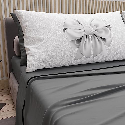 PETTI Artigiani Italiani - Bettwäsche aus Baumwolle mit Kissenbezügen mit Digitaldruck, Einzelbett, Bettwäsche-Set für Einzelbett, Dunkelgrau, 100% Made in Italy von PETTI Artigiani Italiani