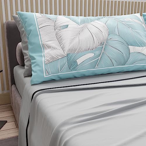 PETTI Artigiani Italiani - Bettwäsche aus Baumwolle mit Kissenbezügen mit Digitaldruck, Einzelbett, Bettwäsche-Set für Einzelbett, Hellgrau, 100% Made in Italy von PETTI Artigiani Italiani