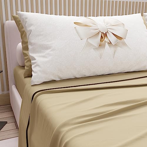 PETTI Artigiani Italiani - Bettwäsche aus Baumwolle mit Kissenbezügen mit Digitaldruck, Einzelbett, Bettwäsche-Set für Einzelbett, Taupe, 100% Made in Italy von PETTI Artigiani Italiani