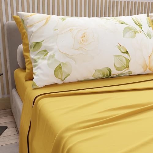 PETTI Artigiani Italiani - Bettwäsche aus Baumwolle mit Kissenbezügen mit Digitaldruck, Einzelbett, Bettwäsche-Set für Einzelbett, Wedding Flower gelb, 100% Made in Italy PETTI Artigiani Italiani - Bettwäsche aus Baumwolle mit Kissenbezügen mit Digitaldruck, Einzelbett, Bettwäsche-Set für Einzelbett, Wedding Flower gelb, 100% Made in Italy von PETTI Artigiani Italiani