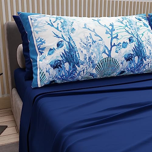 PETTI Artigiani Italiani - Bettwäsche aus Baumwolle mit Kissenbezügen mit Digitaldruck, Einzelbett, Bettwäsche-Set für Einzelbett, elektrisches Blau, 100% Made in Italy von PETTI Artigiani Italiani