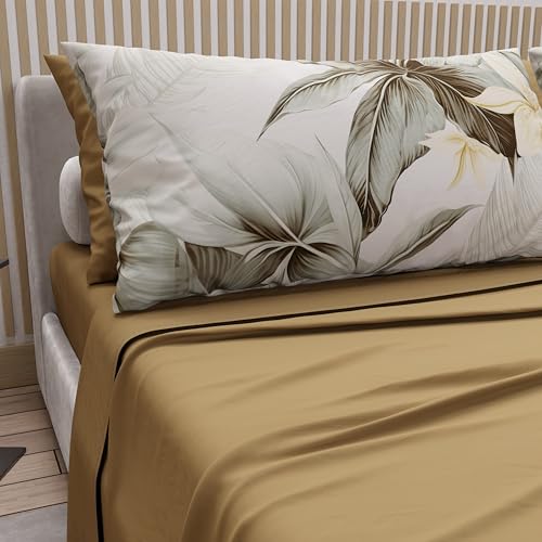 PETTI Artigiani Italiani - Bettwäsche für Doppelbett, Baumwolle mit Kissenbezügen mit Digitaldruck, Bettlaken für Doppelbett, Maxi-Blumenmuster, 19 Taupe, 100% Made in Italy PETTI Artigiani Italiani - Bettwäsche für Doppelbett, Baumwolle mit Kissenbezügen mit Digitaldruck, Bettlaken für Doppelbett, Maxi-Blumenmuster, 19 Taupe, 100% Made in Italy von PETTI Artigiani Italiani