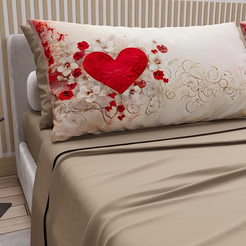 PETTI Artigiani Italiani - Bettwäsche für Doppelbett, Baumwolle mit Kissenbezügen mit Digitaldruck, komplettes Bettlaken für Doppelbett, Muster 338, Taupe, 100% Made in Italy von PETTI Artigiani Italiani