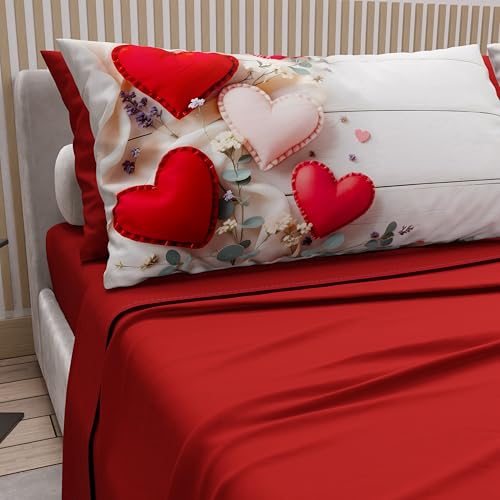 PETTI Artigiani Italiani - Bettwäsche für Doppelbett, Baumwolle mit Kissenbezügen mit Digitaldruck, komplettes Bettlaken für Doppelbett Muster 344 Rot, 100% Made in Italy PETTI Artigiani Italiani - Bettwäsche für Doppelbett, Baumwolle mit Kissenbezügen mit Digitaldruck, komplettes Bettlaken für Doppelbett Muster 344 Rot, 100% Made in Italy von PETTI Artigiani Italiani