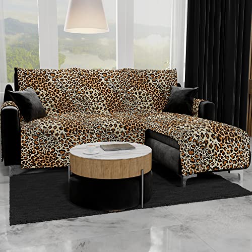 PETTI Artigiani Italiani - Ecksofa, Sofabezug mit Halbinsel, Sofabezug für 2-Sitzer mit Insel rechts, Sofabezug mit Chaiselongue, gepunktet, 100% Made in Italy von PETTI Artigiani Italiani