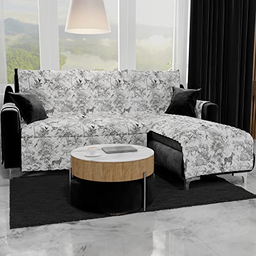 PETTI Artigiani Italiani - Ecksofa, Sofabezug mit Halbinsel, Sofabezug für 4-Sitzer mit Insel rechts, Sofabezug mit Chaiselongue, Jungle, 100% Made in Italy von PETTI Artigiani Italiani