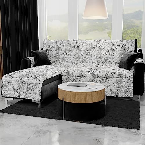 PETTI Artigiani Italiani - Ecksofa, Sofabezug mit Halbinsel rechts und Links, Sofabezug mit Halbinsel, 2-Sitzer-Sofabezug für Halbinsel Links Animalier 02, 100% Made in Italy von PETTI Artigiani Italiani