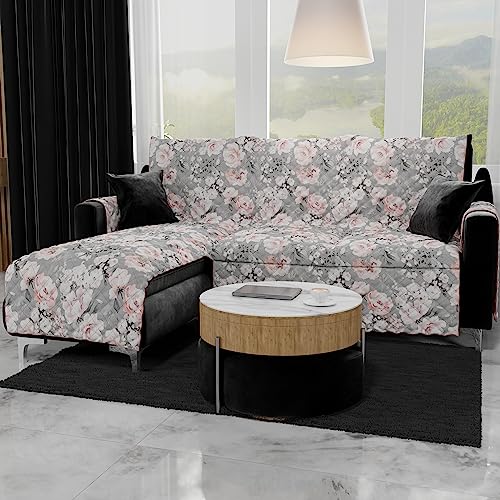 PETTI Artigiani Italiani - Ecksofa, Sofabezug mit Halbinsel rechts und Links, Sofabezug mit Halbinsel, 3-Sitzer-Sofabezug für Halbinsel Links Blumen 17 02, 100% Made in Italy von PETTI Artigiani Italiani