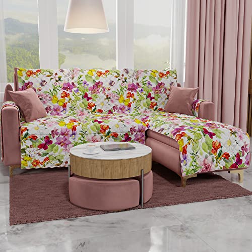 PETTI Artigiani Italiani - Ecksofa, Sofabezug mit Halbinsel, 4-Sitzer-Sofabezug mit Insel Links, Sofabezug mit Chaise Longue, Schmetterlinge, 100% Made in Italy von PETTI Artigiani Italiani