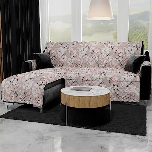 PETTI Artigiani Italiani - Ecksofa, Sofabezug mit Halbinsel rechts und Links, Sofabezug mit Halbinsel, 4-Sitzer-Sofabezug für Halbinsel Links Blumen 17 03, 100% Made in Italy von PETTI Artigiani Italiani