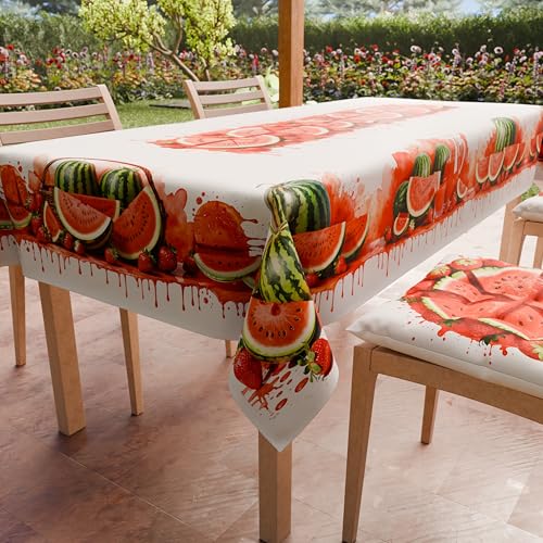PETTI Artigiani Italiani - Fleckabweisende Tischdecke, rechteckig, für Küche, Obst-Design, Wassermelonen X6 Plätze (140 x 180 cm), 100% Made in Italy von PETTI Artigiani Italiani