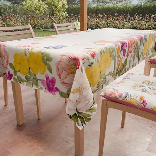 PETTI Artigiani Italiani - Fleckabweisende rechteckige Tischdecke für Küche, Blumenmuster, 30 x 24 Plätze (140 x 450 cm), 100% Made in Italy von PETTI Artigiani Italiani