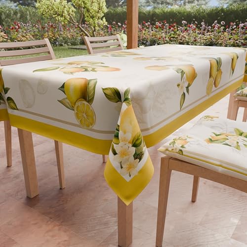 PETTI Artigiani Italiani - Fleckabweisende rechteckige Tischdecke für Küche, Design Lemon_02 X12 Plätze (140 x 240 cm), 100% Made in Italy von PETTI Artigiani Italiani