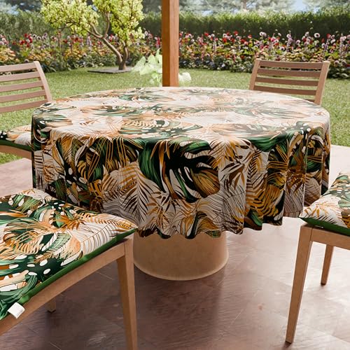 PETTI Artigiani Italiani - Fleckabweisende runde Tischdecke aus Mikrofaser (Durchmesser 220 cm), Küchentischabdeckung für runde Tische, Design Tropical 04, 100% Made in Italy von PETTI Artigiani Italiani