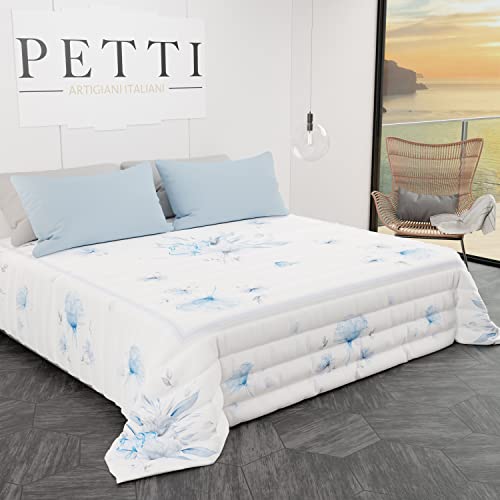 PETTI Artigiani Italiani - Frühlings- und Sommer-Steppdecke für Einzelbett, Blumenmuster, 100% hypoallergene Mikrofaser, hergestellt in Italien von PETTI Artigiani Italiani