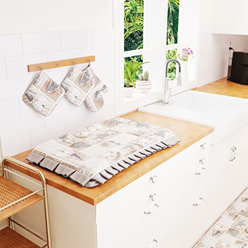 PETTI Artigiani Italiani - Herdabdeckung, Herdabdeckplatten und Abdeckplatten für die Küche, 1 Stück Herdabdeckplatte aus Baumwolle 48 x 73 cm Lidia Schwarz 100% Made in Italy von PETTI Artigiani Italiani